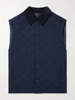 Corduroy-Trimmed Quilted Shell Down Gilet