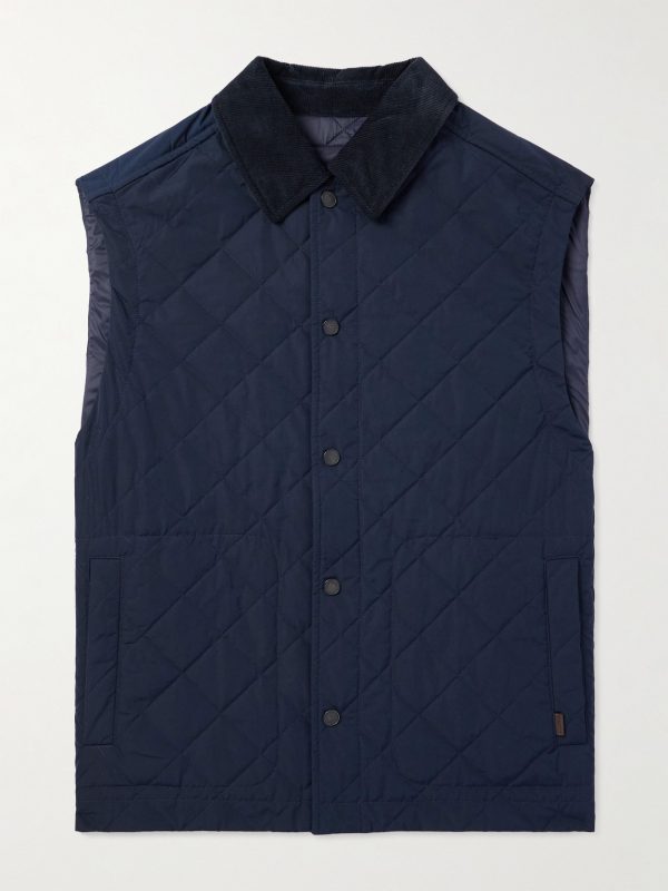 Corduroy-Trimmed Quilted Shell Down Gilet