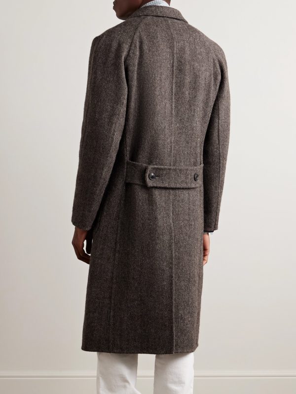 Town and Country Slim-Fit Double-Breasted Herringbone Wool Coat - BK Town and Country Slim-Fit Double-Breasted Herringbone Wool Coat - BK