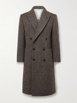 Town and Country Slim-Fit Double-Breasted Herringbone Wool Coat Town and Country Slim-Fit Double-Breasted Herringbone Wool Coat