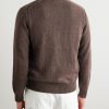 Leather-Trimmed Cashmere Half-Zip Sweater - BK Leather-Trimmed Cashmere Half-Zip Sweater - BK
