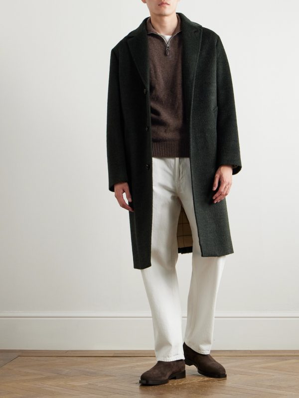 Leather-Trimmed Cashmere Half-Zip Sweater - OU Leather-Trimmed Cashmere Half-Zip Sweater - OU