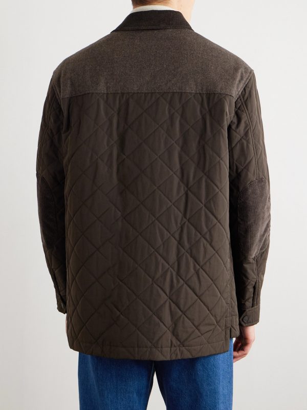 Winchester Corduroy and Knit-Trimmed Quilted Padded Shell Jacket - BK Winchester Corduroy and Knit-Trimmed Quilted Padded Shell Jacket - BK
