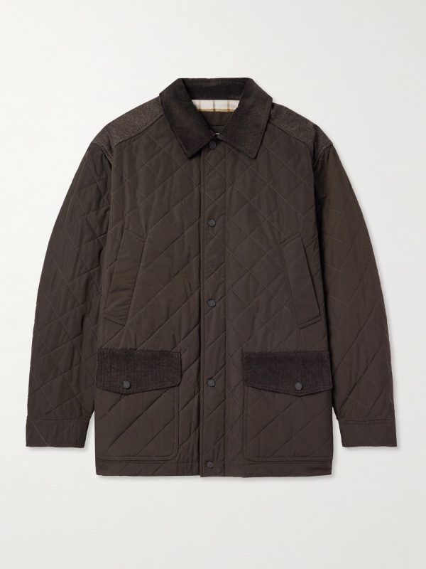 Winchester Corduroy and Knit-Trimmed Quilted Padded Shell Jacket Winchester Corduroy and Knit-Trimmed Quilted Padded Shell Jacket