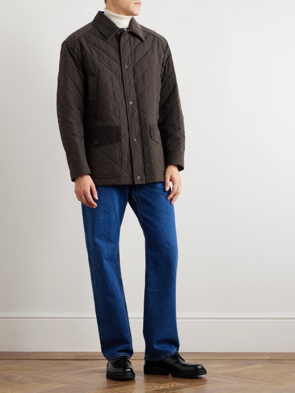 Winchester Corduroy and Knit-Trimmed Quilted Padded Shell Jacket - OU Winchester Corduroy and Knit-Trimmed Quilted Padded Shell Jacket - OU