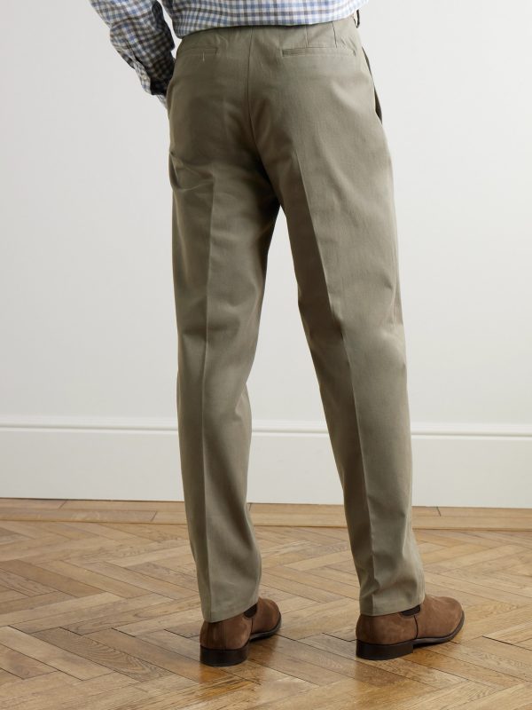 Straight-Leg Cotton-Blend Twill Trousers - BK Straight-Leg Cotton-Blend Twill Trousers - BK