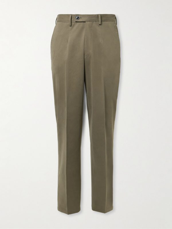 Straight-Leg Cotton-Blend Twill Trousers Straight-Leg Cotton-Blend Twill Trousers