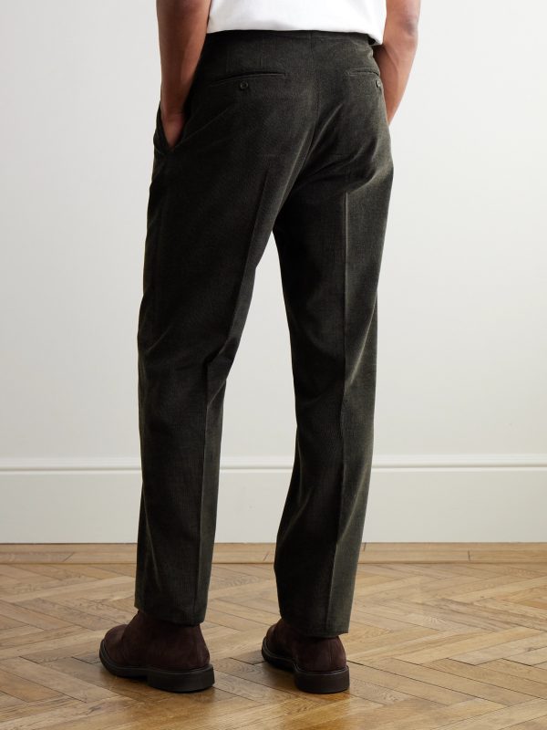 Straight-Leg Cotton-Corduroy Trousers - BK Straight-Leg Cotton-Corduroy Trousers - BK