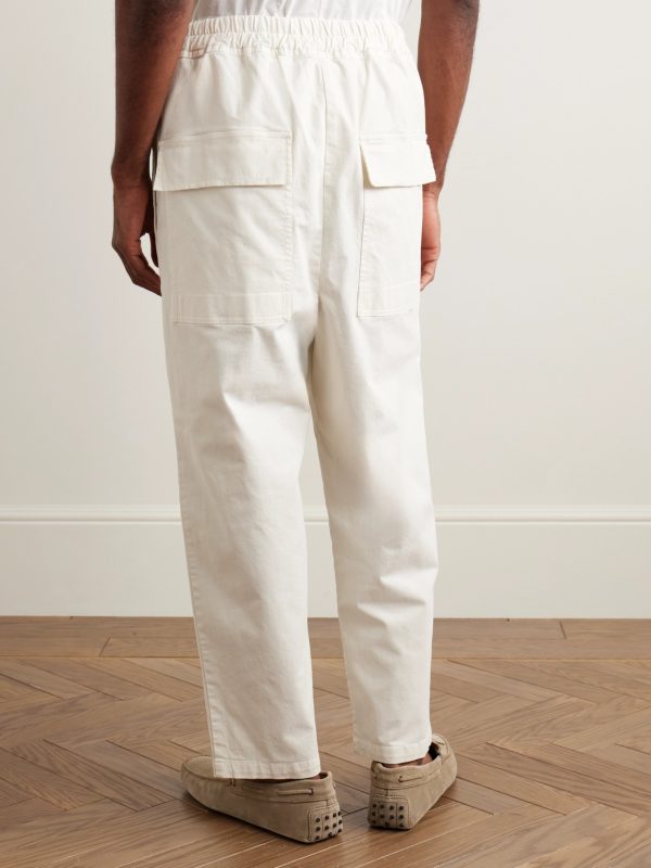 Walker Tapered Cropped Brushed Cotton-Blend Twill Drawstring Trousers - BK Walker Tapered Cropped Brushed Cotton-Blend Twill Drawstring Trousers - BK