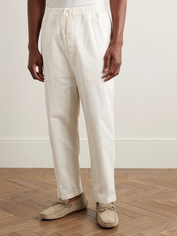 Walker Tapered Cropped Brushed Cotton-Blend Twill Drawstring Trousers - FR Walker Tapered Cropped Brushed Cotton-Blend Twill Drawstring Trousers - FR