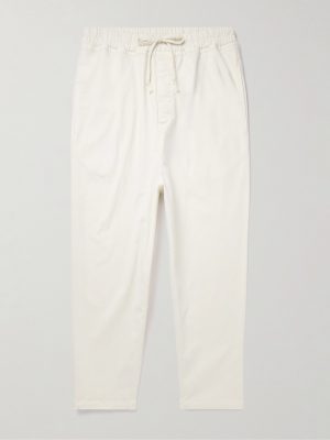 Walker Tapered Cropped Brushed Cotton-Blend Twill Drawstring Trousers Walker Tapered Cropped Brushed Cotton-Blend Twill Drawstring Trousers