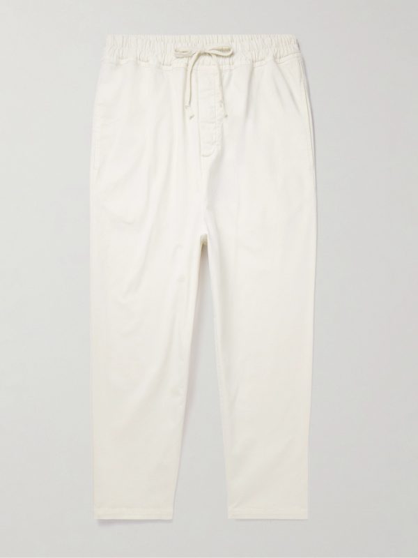 Walker Tapered Cropped Brushed Cotton-Blend Twill Drawstring Trousers Walker Tapered Cropped Brushed Cotton-Blend Twill Drawstring Trousers
