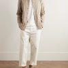 Walker Tapered Cropped Brushed Cotton-Blend Twill Drawstring Trousers - OU Walker Tapered Cropped Brushed Cotton-Blend Twill Drawstring Trousers - OU