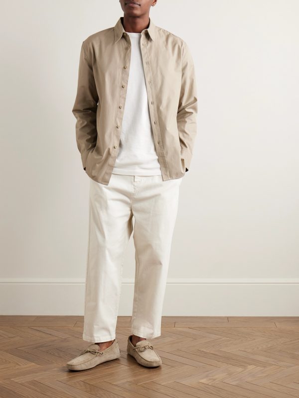 Walker Tapered Cropped Brushed Cotton-Blend Twill Drawstring Trousers - OU Walker Tapered Cropped Brushed Cotton-Blend Twill Drawstring Trousers - OU