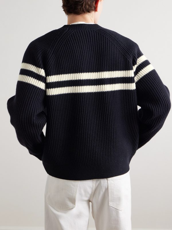 Darius Striped Ribbed Cashmere Sweater - BK Darius Striped Ribbed Cashmere Sweater - BK
