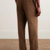 Straight-Leg Pleated Linen Suit Trousers - BK