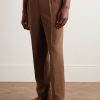 Straight-Leg Pleated Linen Suit Trousers - FR