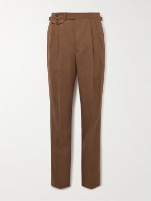 Straight-Leg Pleated Linen Suit Trousers Straight-Leg Pleated Linen Suit Trousers