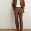 Straight-Leg Pleated Linen Suit Trousers - OU