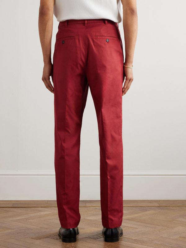 Slim-Fit Straight-Leg Pleated Cotton-Gabardine Chinos - BK Slim-Fit Straight-Leg Pleated Cotton-Gabardine Chinos - BK