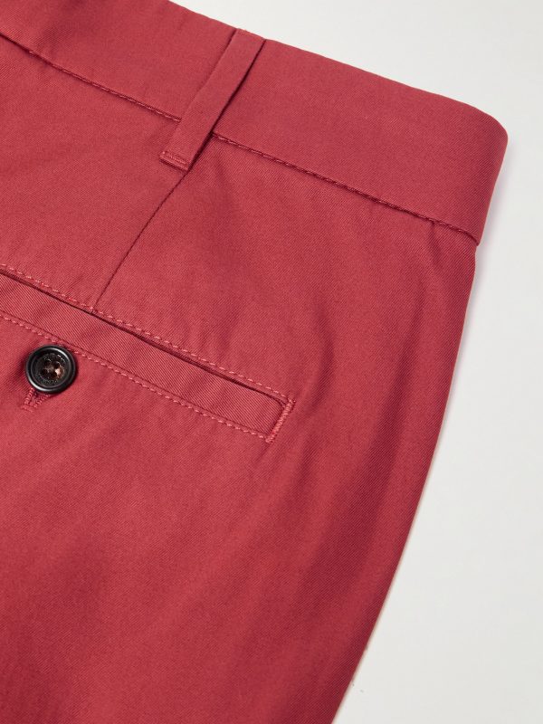 Slim-Fit Straight-Leg Pleated Cotton-Gabardine Chinos - CU Slim-Fit Straight-Leg Pleated Cotton-Gabardine Chinos - CU