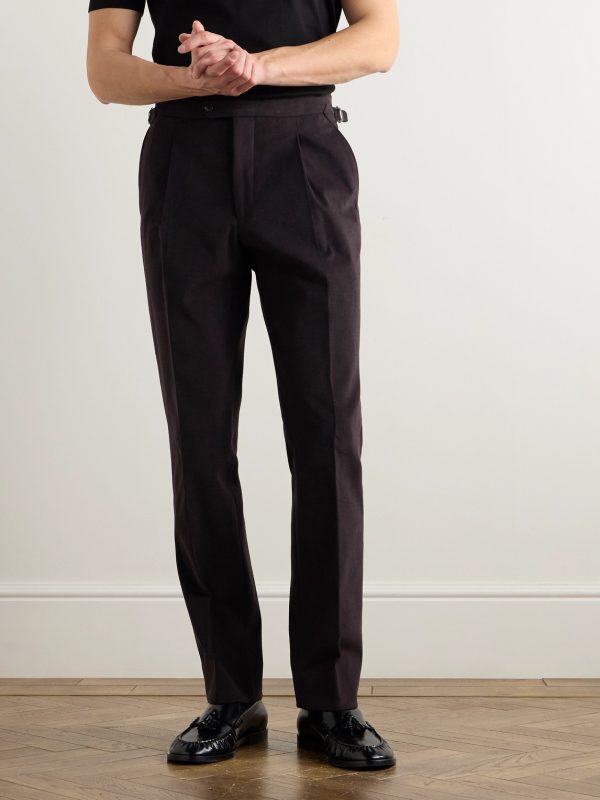 Slim-Fit Pleated Cotton and Linen-Blend Twill Suit Trousers - FR Slim-Fit Pleated Cotton and Linen-Blend Twill Suit Trousers - FR