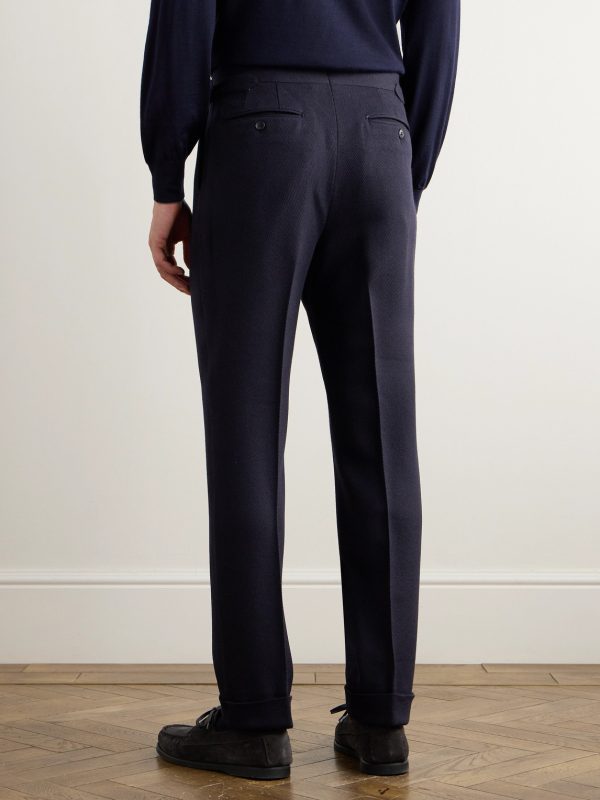 Straight-Leg Pleated Wool Suit Trousers - BK Straight-Leg Pleated Wool Suit Trousers - BK