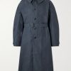 Belted Waxed Cotton-Canvas Trench Coat