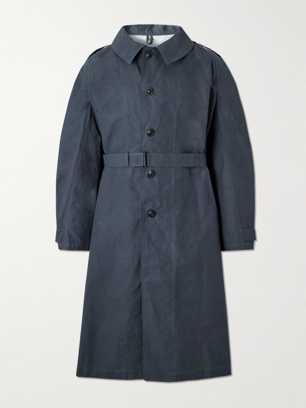 Belted Waxed Cotton-Canvas Trench Coat