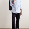 Colby 5910 Button-Down Collar Logo-Embroidered Striped Organic Cotton Shirt - OU