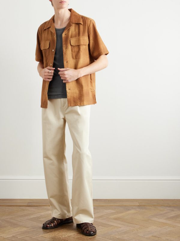 Daniel Convertible-Collar Checked Linen and Organic Cotton-Blend Shirt - OU Daniel Convertible-Collar Checked Linen and Organic Cotton-Blend Shirt - OU