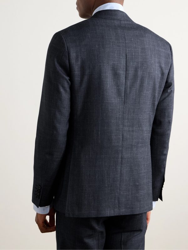 Slim-Fit Double-Breasted Wool and Silk-Blend Suit Jacket - BK Slim-Fit Double-Breasted Wool and Silk-Blend Suit Jacket - BK