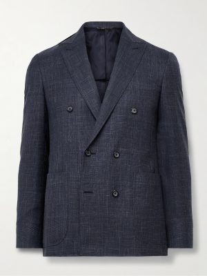 Slim-Fit Double-Breasted Wool and Silk-Blend Suit Jacket