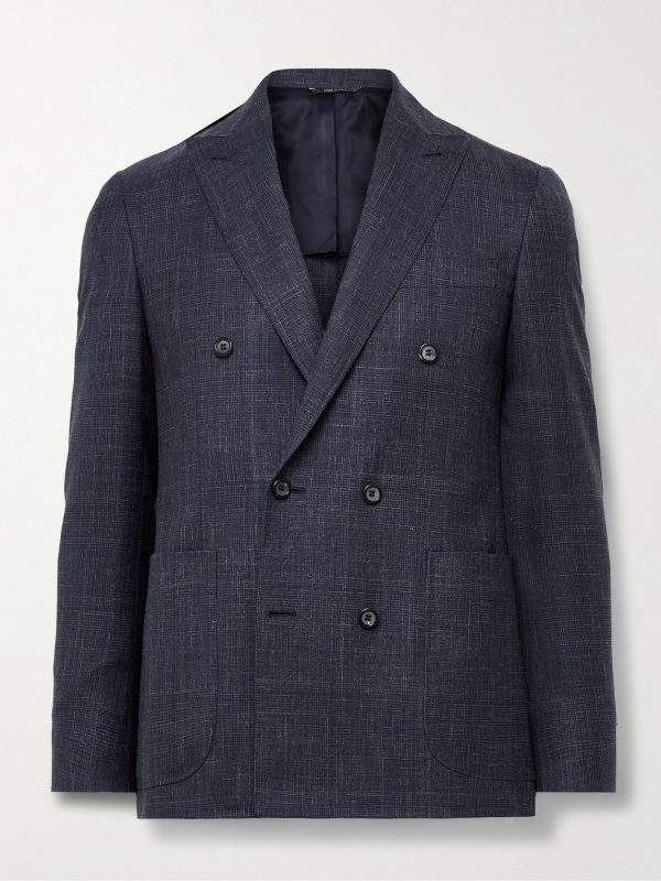Slim-Fit Double-Breasted Wool and Silk-Blend Suit Jacket Slim-Fit Double-Breasted Wool and Silk-Blend Suit Jacket