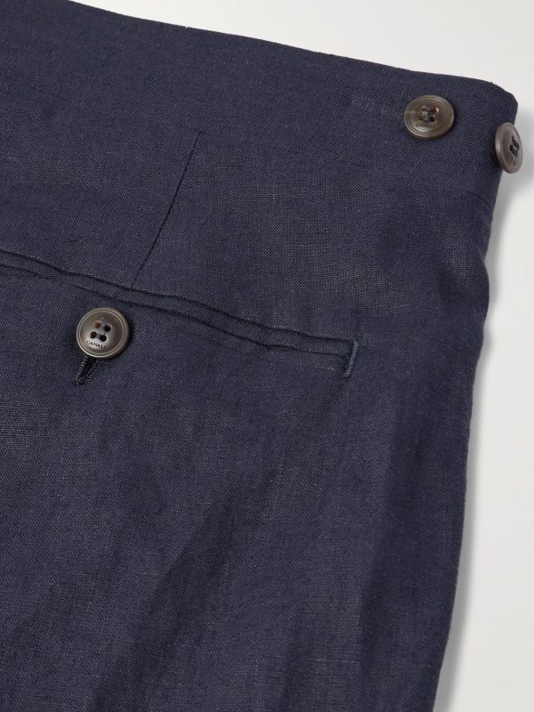 Slim-Fit Straight-Leg Pleated Garment-Dyed Linen Trousers - CU Slim-Fit Straight-Leg Pleated Garment-Dyed Linen Trousers - CU