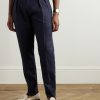 Slim-Fit Straight-Leg Pleated Garment-Dyed Linen Trousers - FR Slim-Fit Straight-Leg Pleated Garment-Dyed Linen Trousers - FR