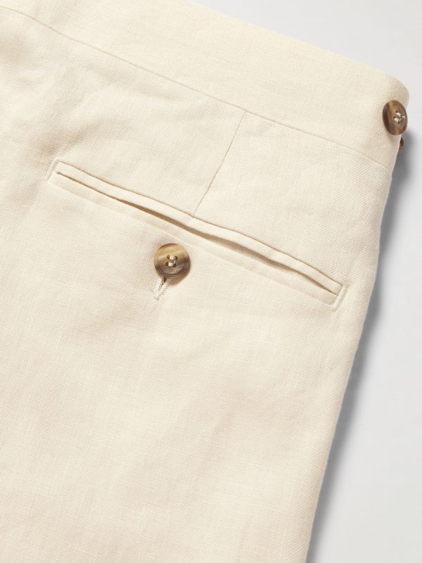 Tapered Pleated Linen Trousers - CU