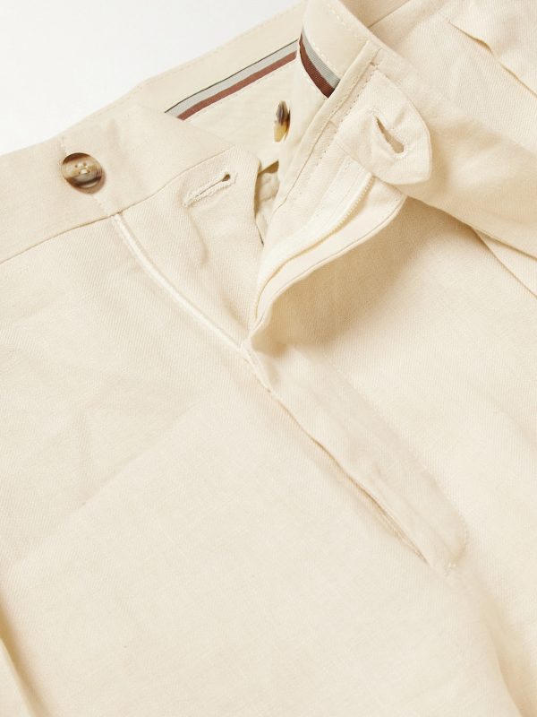 Tapered Pleated Linen Trousers - E1