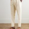 Tapered Pleated Linen Trousers - FR