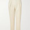 Tapered Pleated Linen Trousers