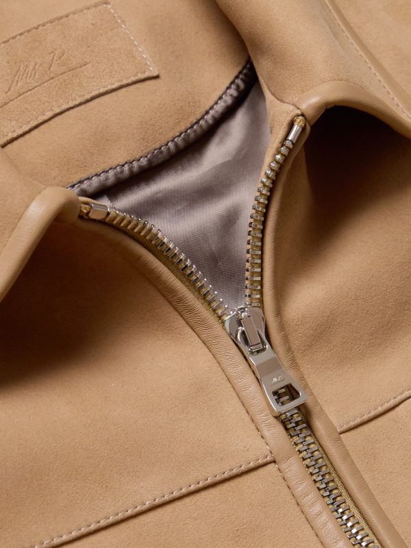 Panelled Leather-Trimmed Suede Jacket - CU Panelled Leather-Trimmed Suede Jacket - CU