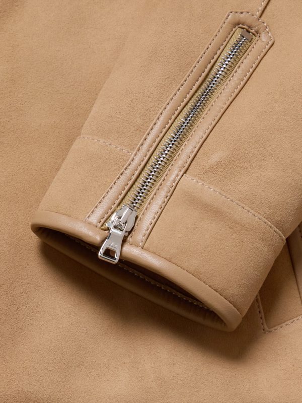 Panelled Leather-Trimmed Suede Jacket - E1 Panelled Leather-Trimmed Suede Jacket - E1
