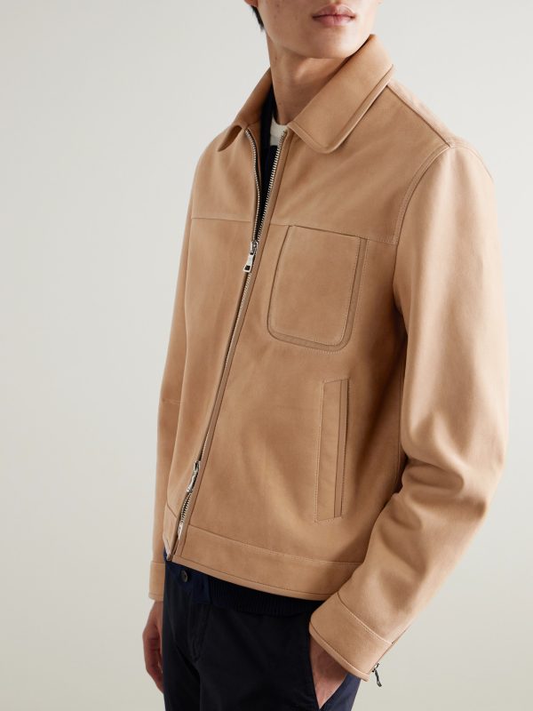 Panelled Leather-Trimmed Suede Jacket - FR Panelled Leather-Trimmed Suede Jacket - FR