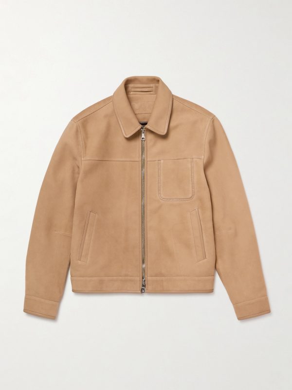 Panelled Leather-Trimmed Suede Jacket Panelled Leather-Trimmed Suede Jacket