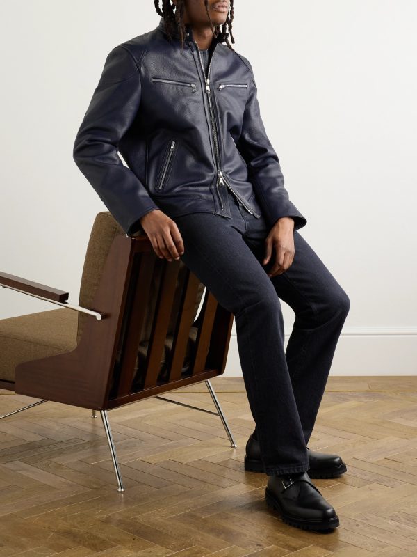 Slim-Fit Full-Grain Leather Jacket - OU Slim-Fit Full-Grain Leather Jacket - OU