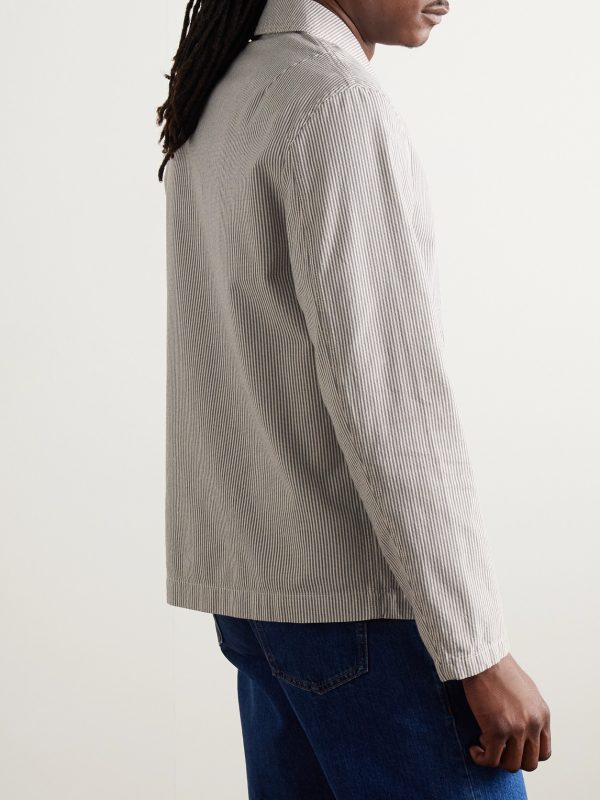 Striped Organic Cotton Chore Jacket - BK Striped Organic Cotton Chore Jacket - BK