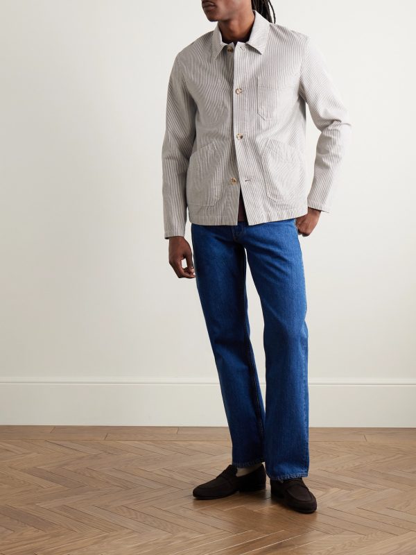 Striped Organic Cotton Chore Jacket - OU Striped Organic Cotton Chore Jacket - OU
