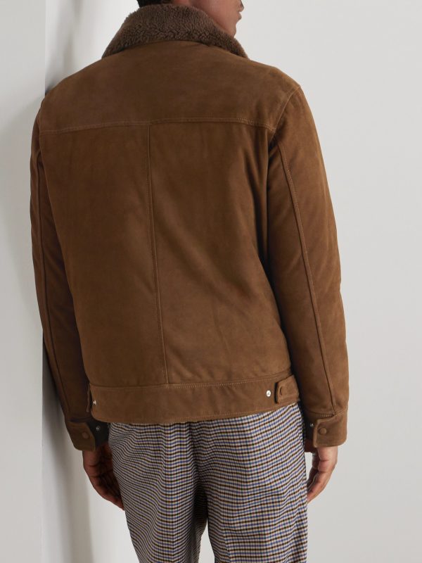 Shearling-Trimmed Suede Down Jacket - BK Shearling-Trimmed Suede Down Jacket - BK