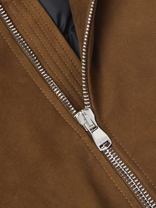 Shearling-Trimmed Suede Down Jacket - CU Shearling-Trimmed Suede Down Jacket - CU