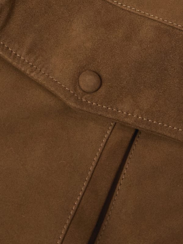 Shearling-Trimmed Suede Down Jacket - E1 Shearling-Trimmed Suede Down Jacket - E1